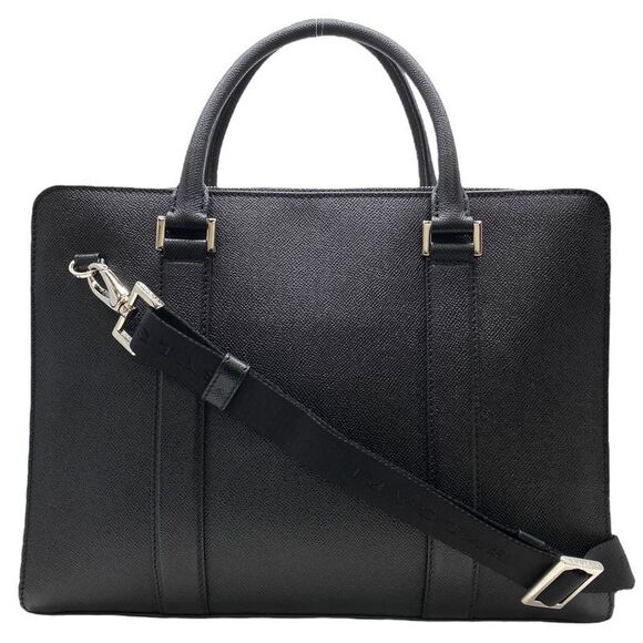 Bvlgari Business Bag Briefcase Document Purse Handbag 2WAY PVC Leather Black - Picture 2 of 10